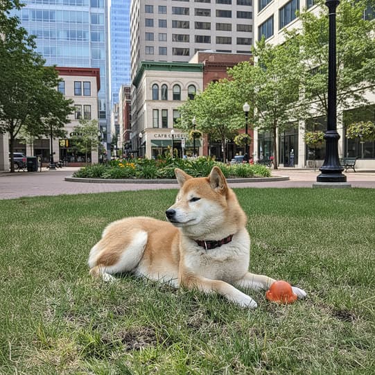 Close-up portrait of fluffy tabby cat with intense yellow eyes