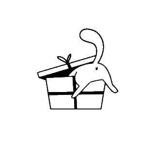 Cat in gift box animation